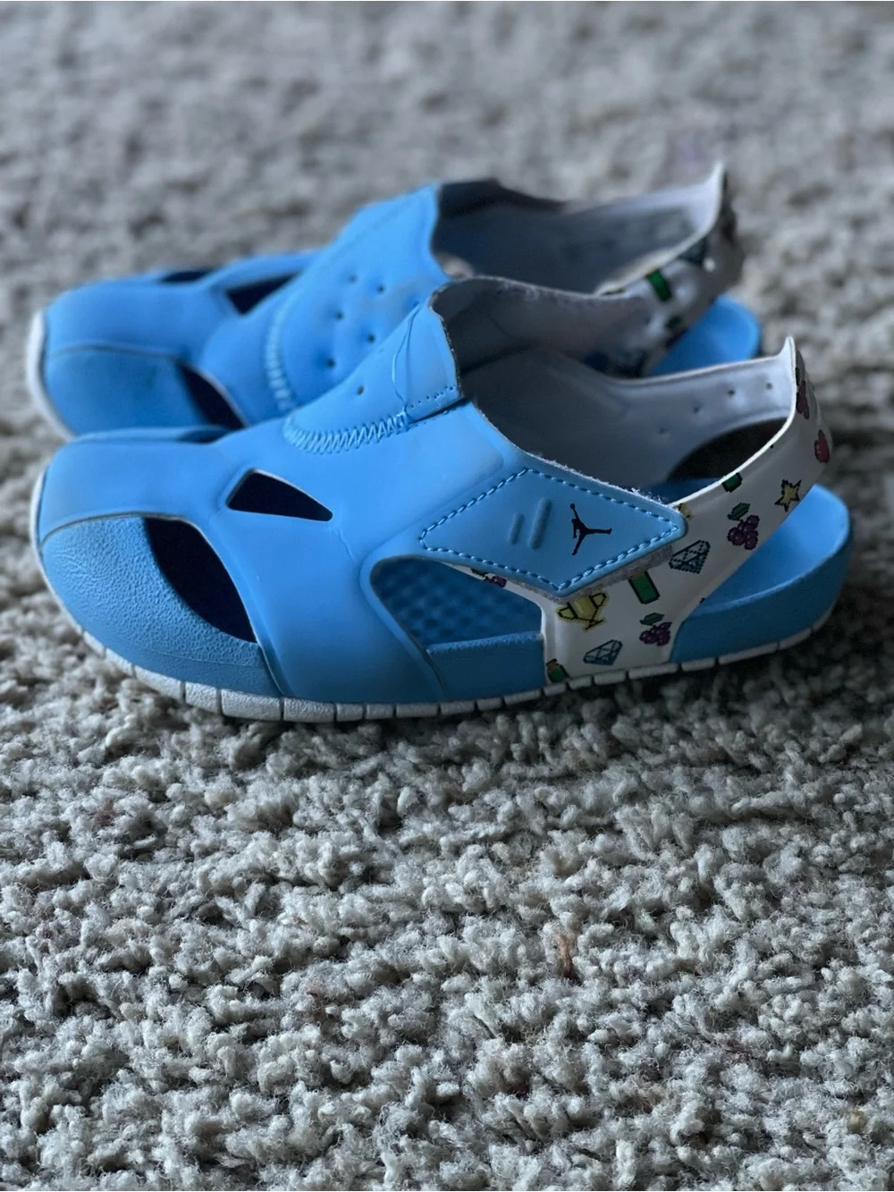 Nike Kids' Light Blue Sandal Slides with Printed Heel Strap